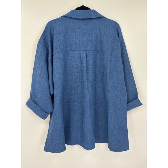 NYCC NEW York Clothing Co V-Neck Blouse Top Indigo Blue 3X NEW - Picture 4 of 4